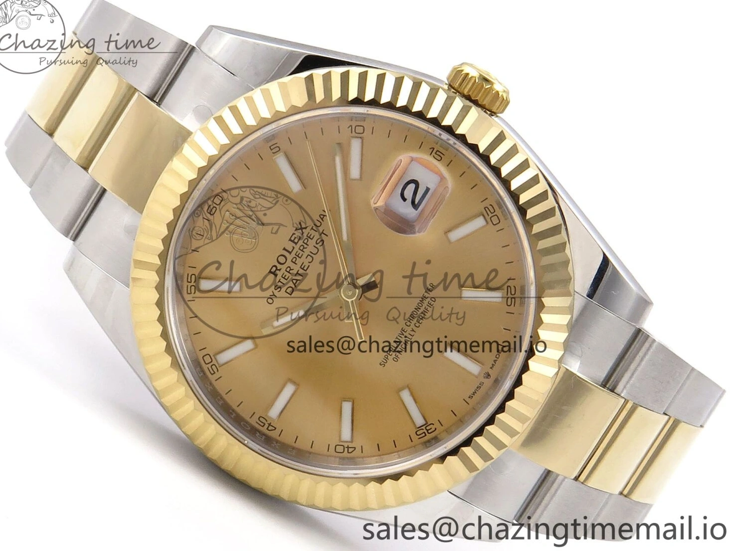0215 DateJust 41 126333 EWEF Best Edition YG Stick Dial on SS YG Oyster Bracelet A Durable 971